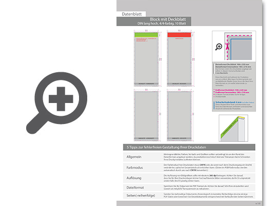 Product Bild block_mit_leimbindung_und_deckblatt__din_lang__10_blatt__4_4_farbig_beidseitig_bedruckt